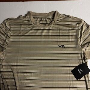 RVCA Mens Steep Stripe Crew Short Sleeve‎ T-Shirt Striped Sand Small